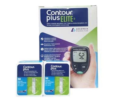 ПРОМО АПАРАТ ЗА КР. ЗАХАР ГЛЮКОМЕР CONTOUR PLUS ELITE + 2 оп. ТЕСТ ЛЕНТИ х 50бр.